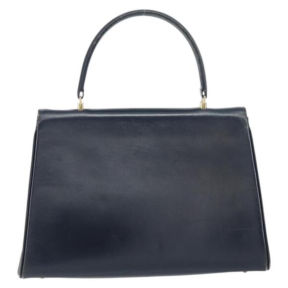 GUCCI Hand Bag Leather Navy Gold Auth 156872 - Picture 2 of 16